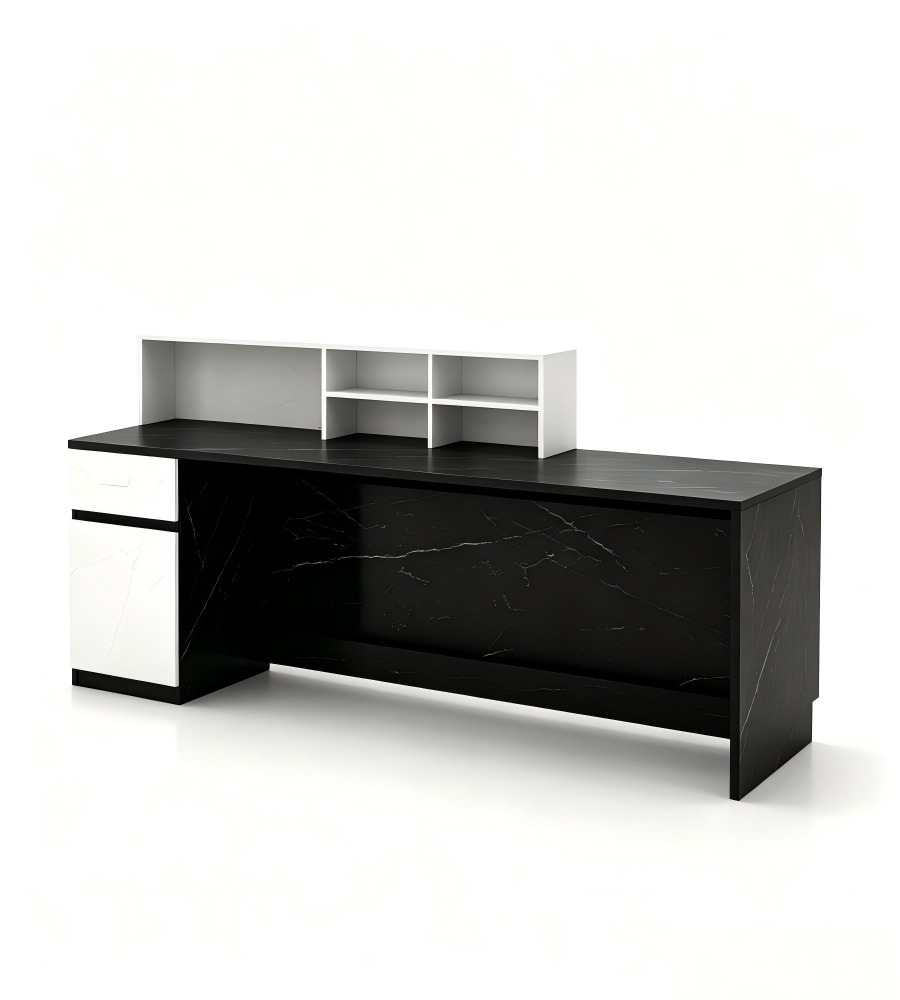 輕奢高級黑白前臺接待台 Luxury minimalist black and white front desk