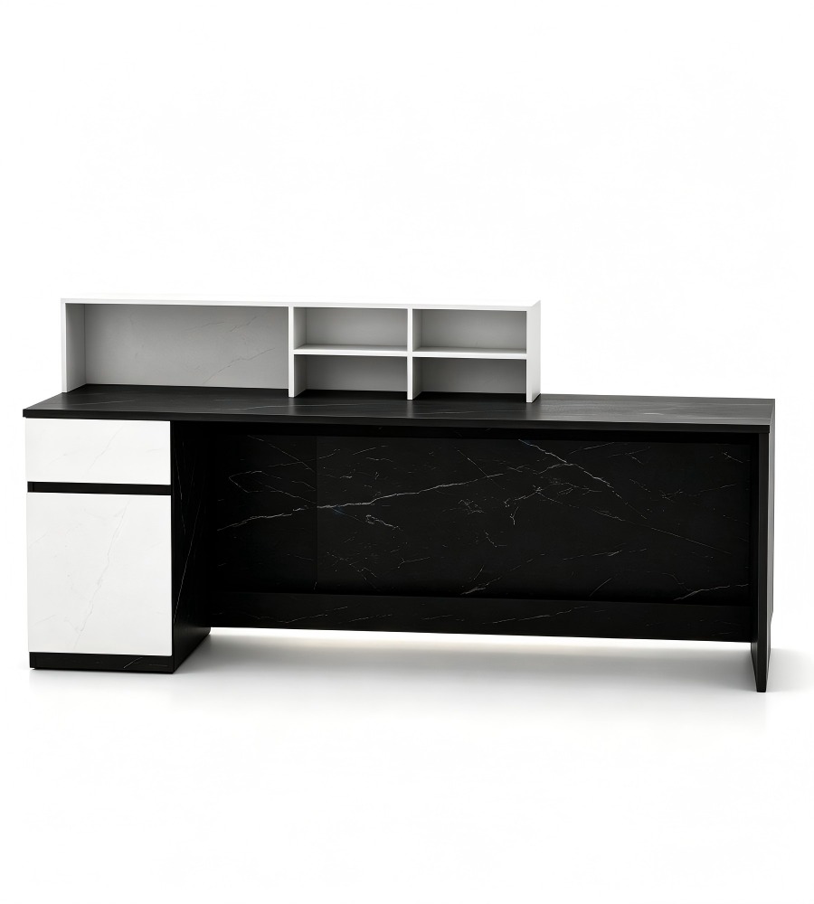 輕奢高級黑白前臺接待台 Luxury minimalist black and white front desk