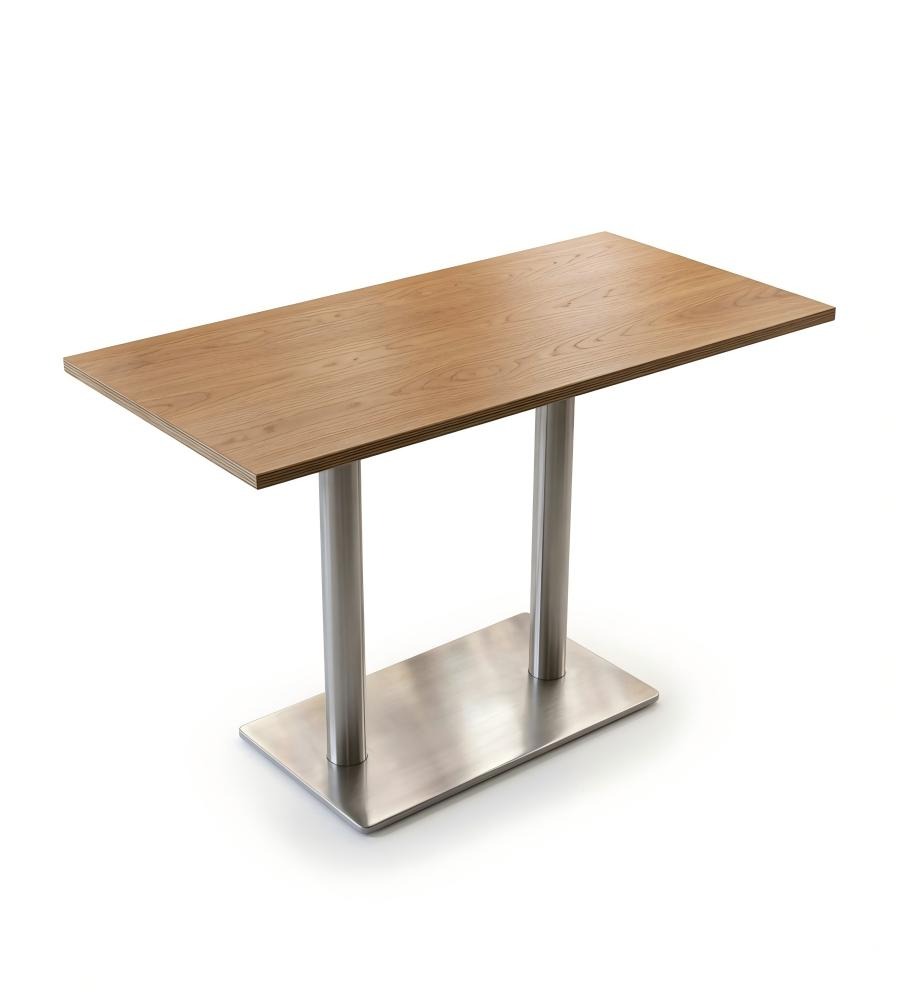 淺木色實木長方形不銹鋼腳餐廳餐枱 | Modern Wood Dining Table