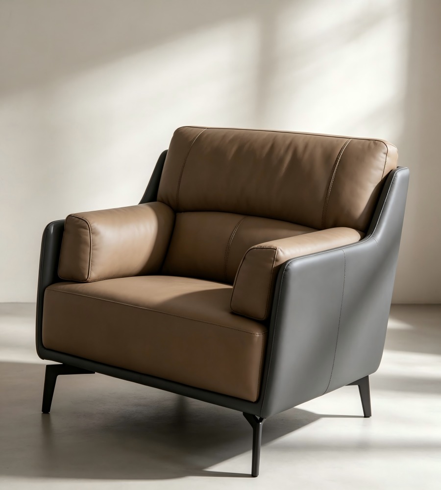 雙色拼皮單人沙發 Dual-Tone Contrast Armchair