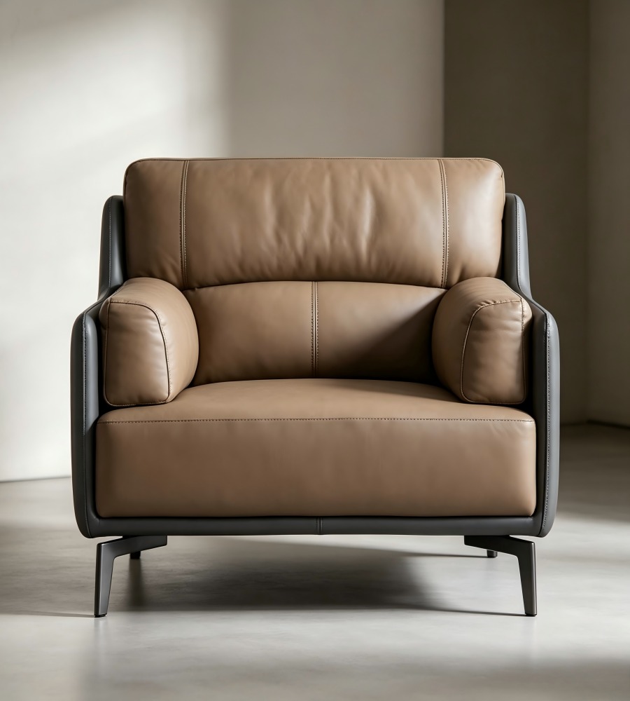 雙色拼皮單人沙發 Dual-Tone Contrast Armchair