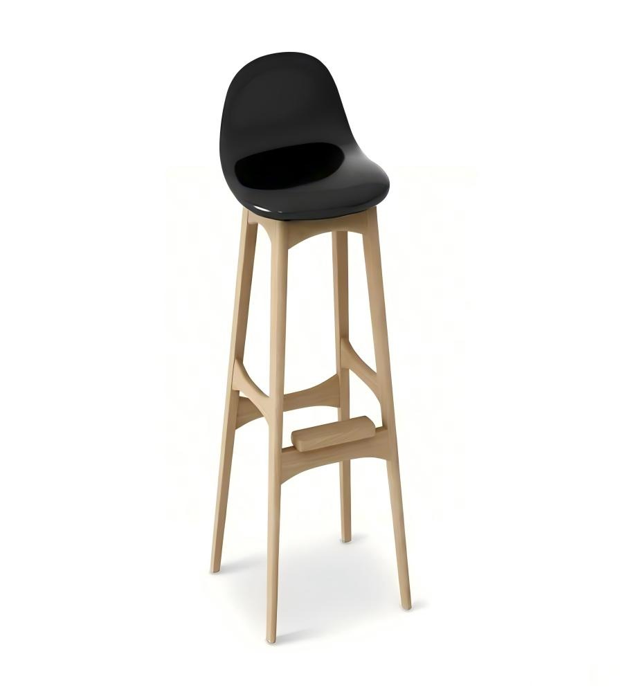 北歐黑色PU皮實木高身吧椅 Nordic Black PU Leather Solid Wood High Bar Stool