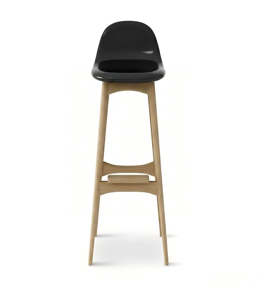 北歐黑色PU皮實木高身吧椅 Nordic Black PU Leather Solid Wood High Bar Stool
