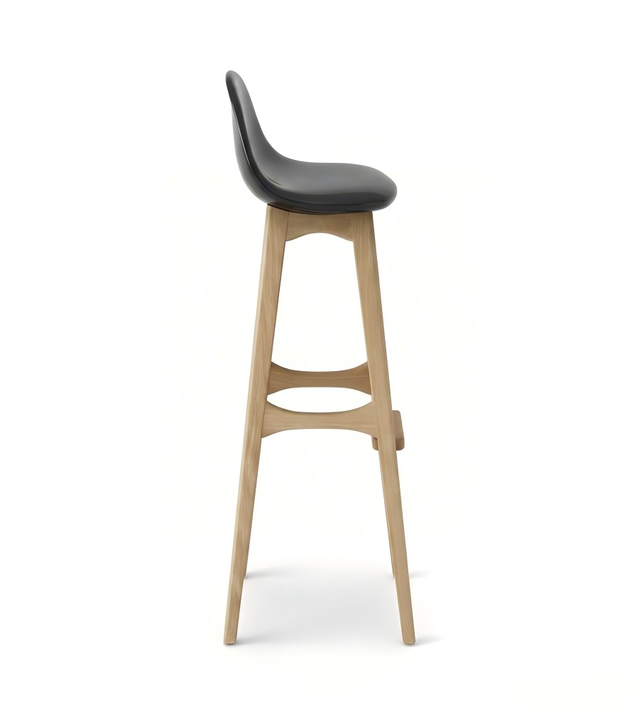 北歐黑色PU皮實木高身吧椅 Nordic Black PU Leather Solid Wood High Bar Stool