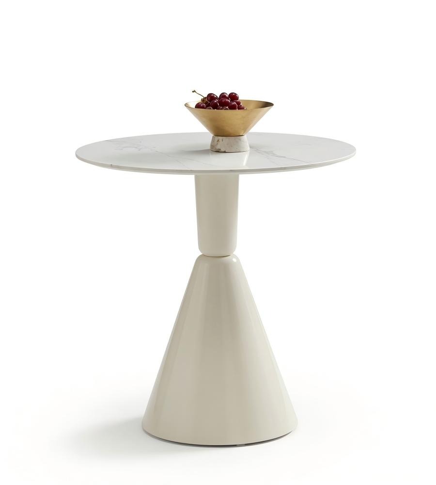 簡約白色岩板圓形洽談枱 Minimalist White Sintered Stone Round Table