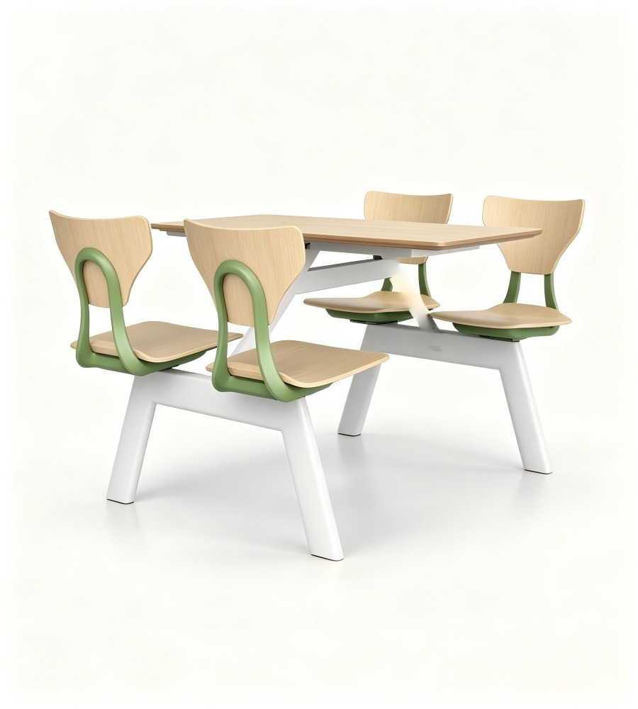 學校飯堂木色拼綠色高級餐椅 School canteen wooden and green premium chairs
