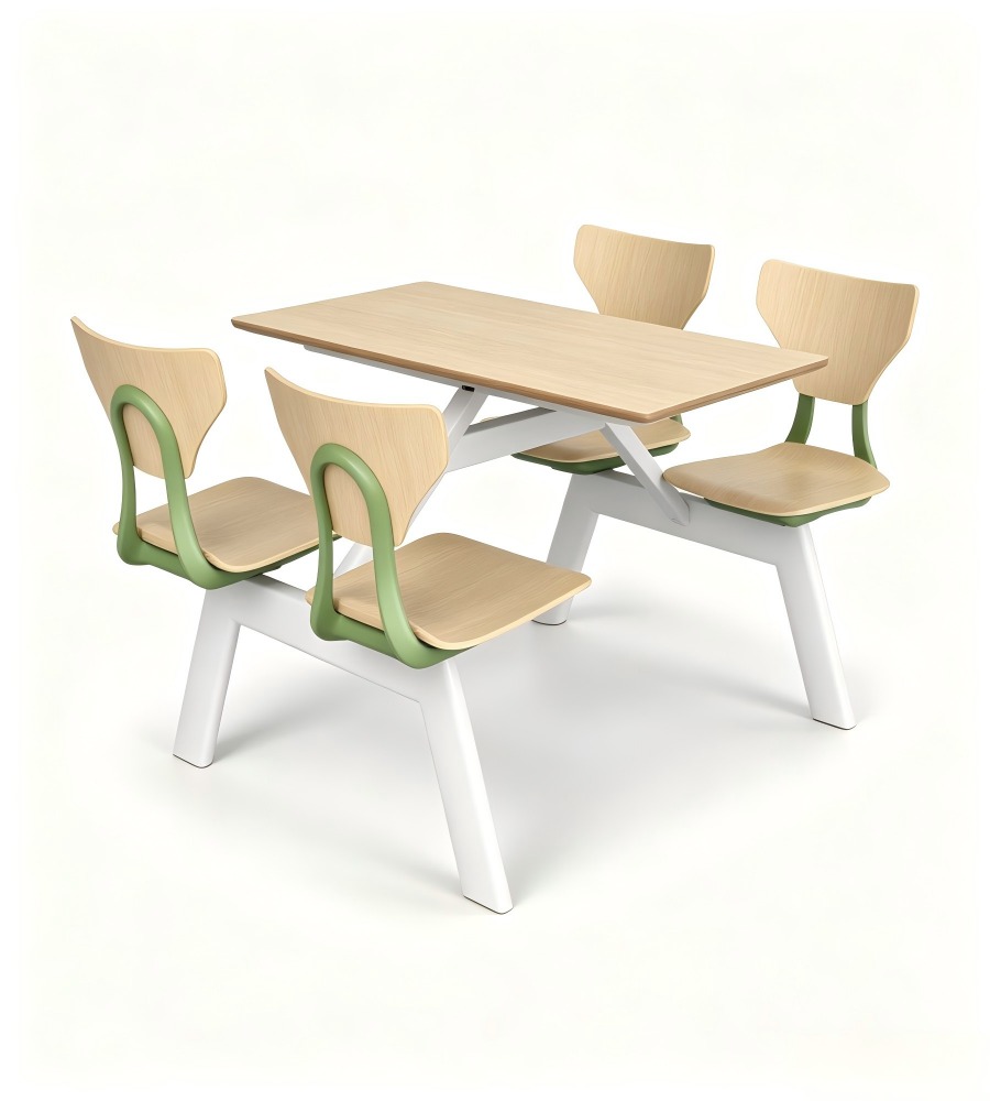 學校飯堂木色拼綠色高級餐椅 School canteen wooden and green premium chairs