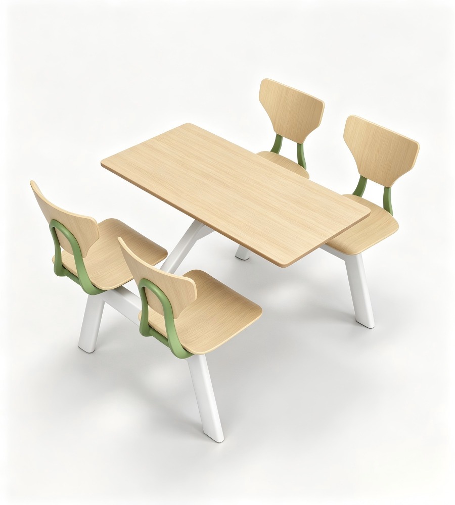 學校飯堂木色拼綠色高級餐椅 School canteen wooden and green premium chairs