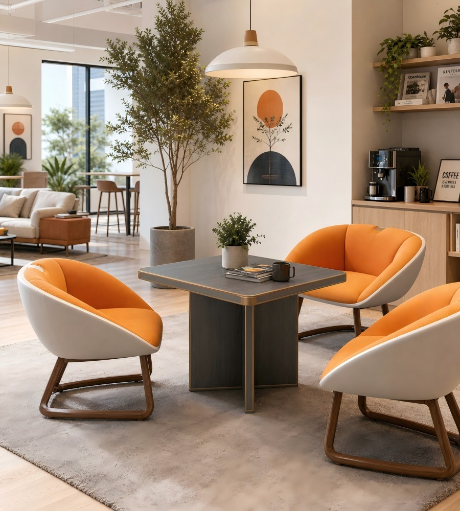現代商務深灰木紋方形洽談枱 Modern Business Dark Grey Square Consultation Table