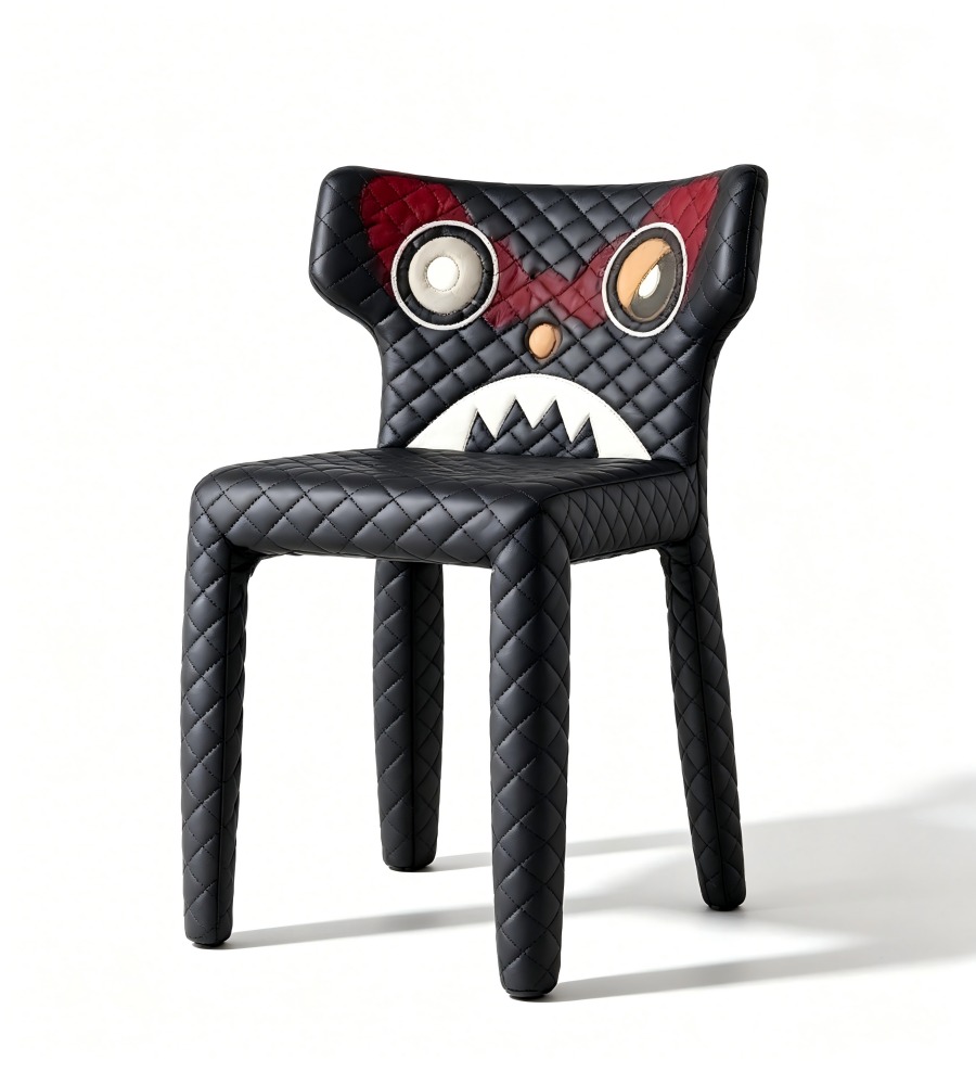 怪獸圖騰菱格休閒椅 Monster Pattern Quilted Lounge Chair