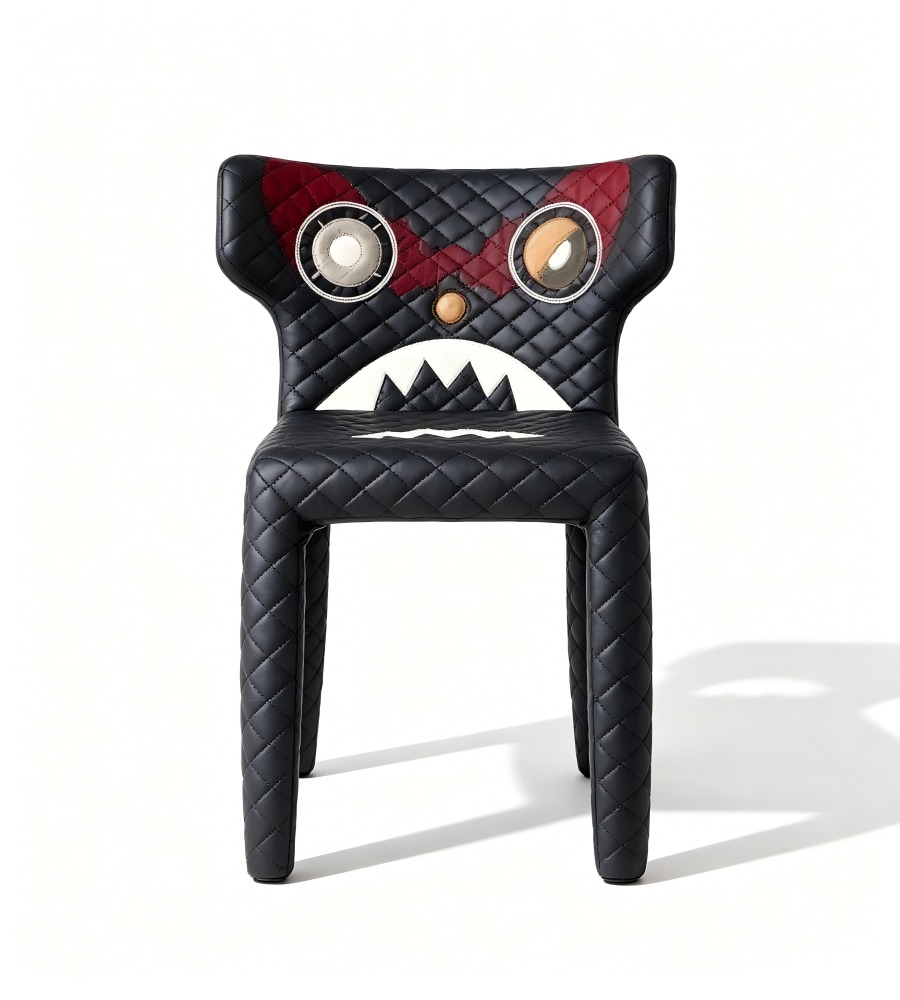 怪獸圖騰菱格休閒椅 Monster Pattern Quilted Lounge Chair