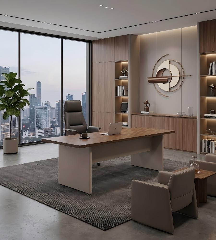 簡約板式商務老闆台 Minimalist Panel-Style Executive Desk