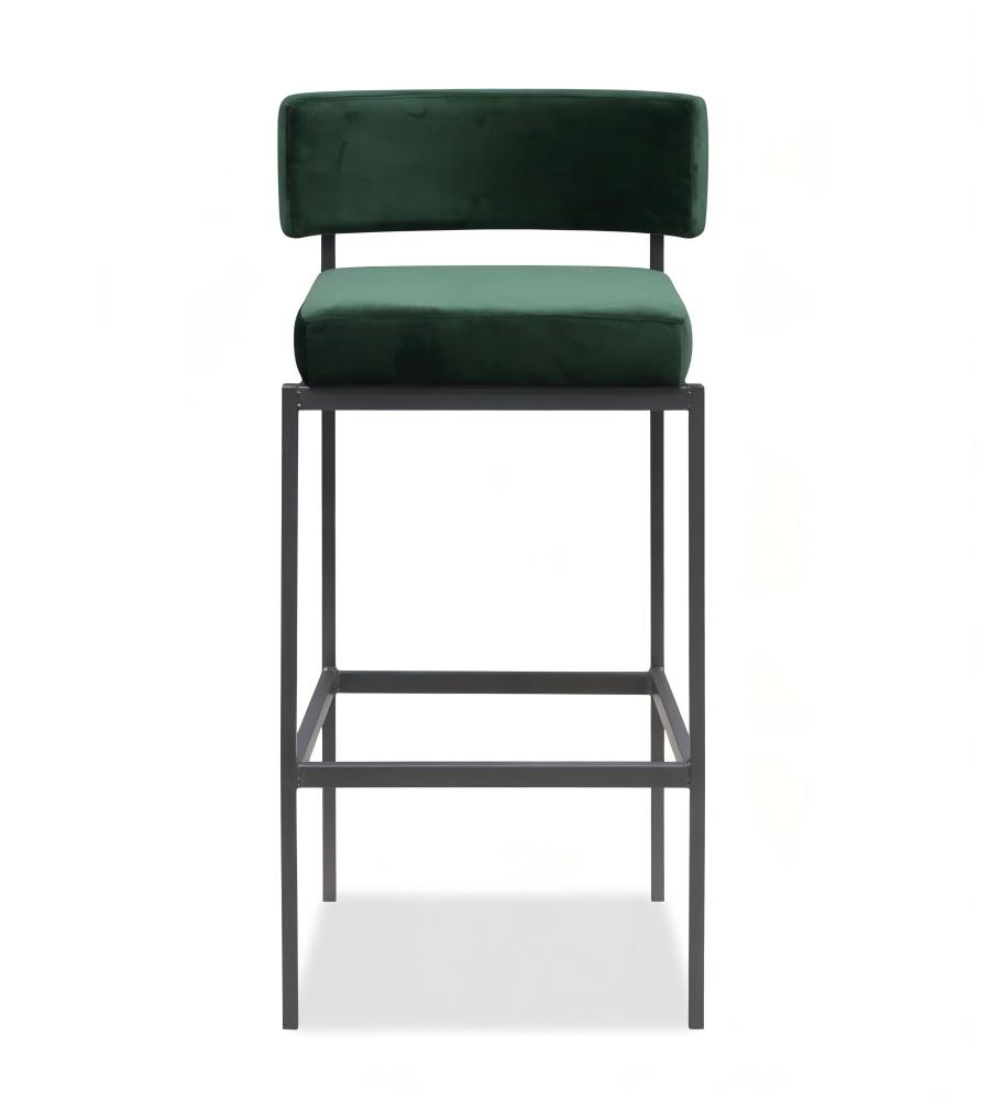 墨綠色布藝鋼架低背高腳凳吧椅 Green Fabric Steel Frame Bar Stool
