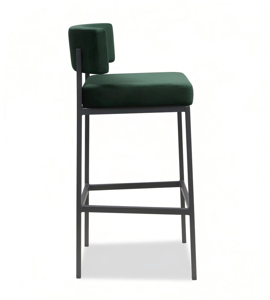 墨綠色布藝鋼架低背高腳凳吧椅 Green Fabric Steel Frame Bar Stool