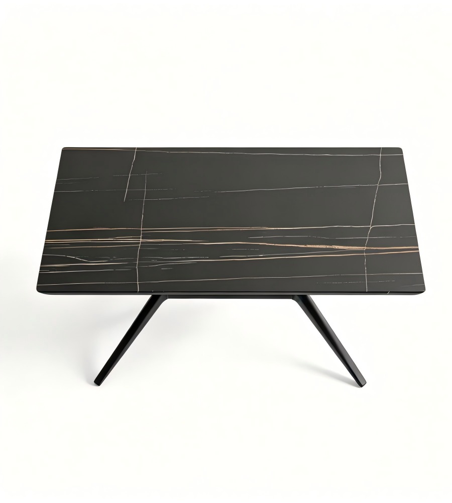 現代黑色岩板長方形餐枱 Modern Black Sintered Stone Rectangular Dining Table