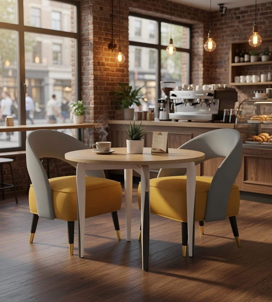 現代簡約淺木色圓形洽談枱 Modern Minimalist Light Wood Round Consultation Table