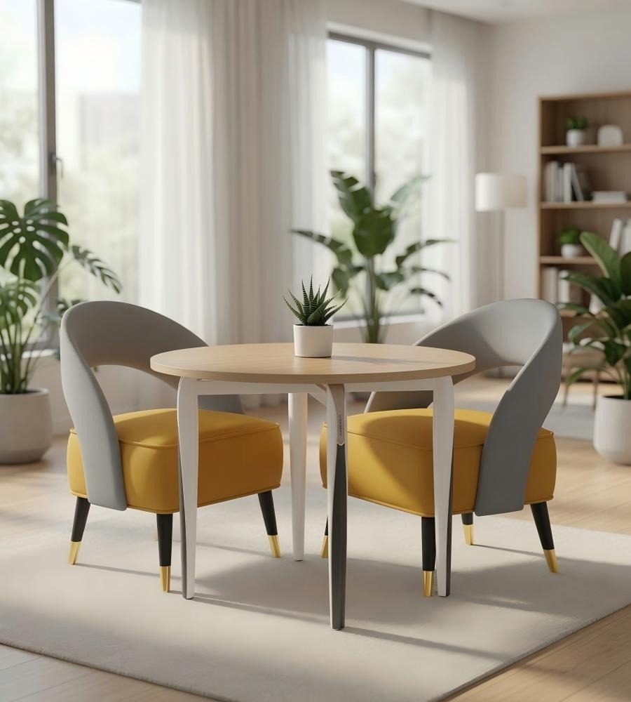 現代簡約淺木色圓形洽談枱 Modern Minimalist Light Wood Round Consultation Table