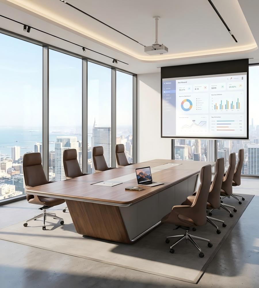 流線型胡桃木會議桌 Streamline Walnut Conference Table