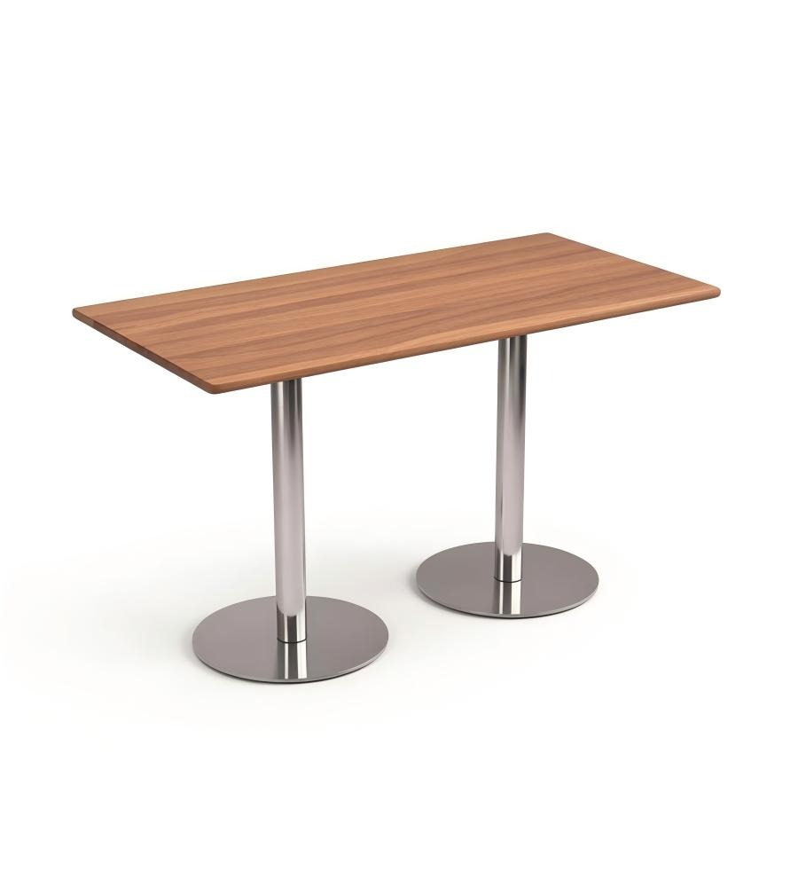 茶餐廳胡桃木色實木長方形不銹鋼腳餐枱 Modern Wood Dining Table