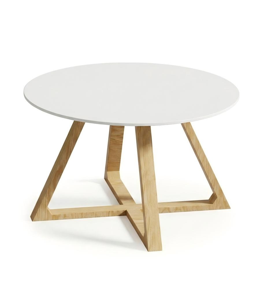 北歐白色實木圓形茶几 Nordic White Solid Wood Round Coffee Table