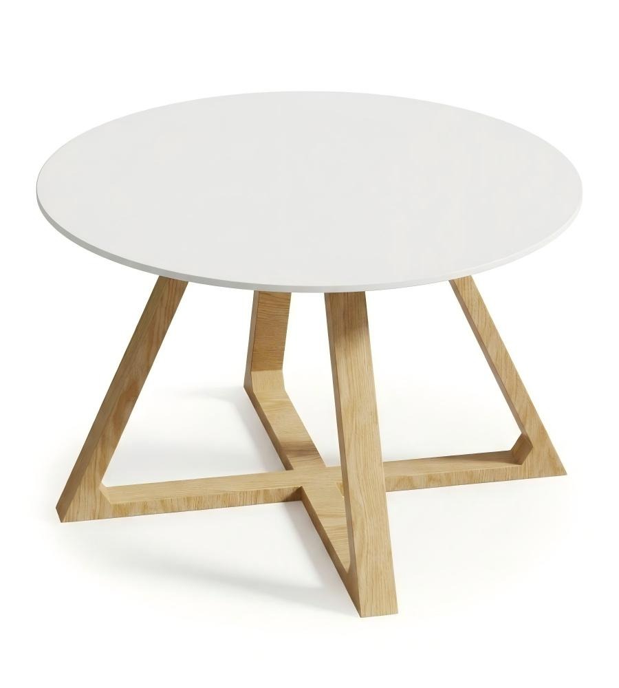 北歐白色實木圓形茶几 Nordic White Solid Wood Round Coffee Table