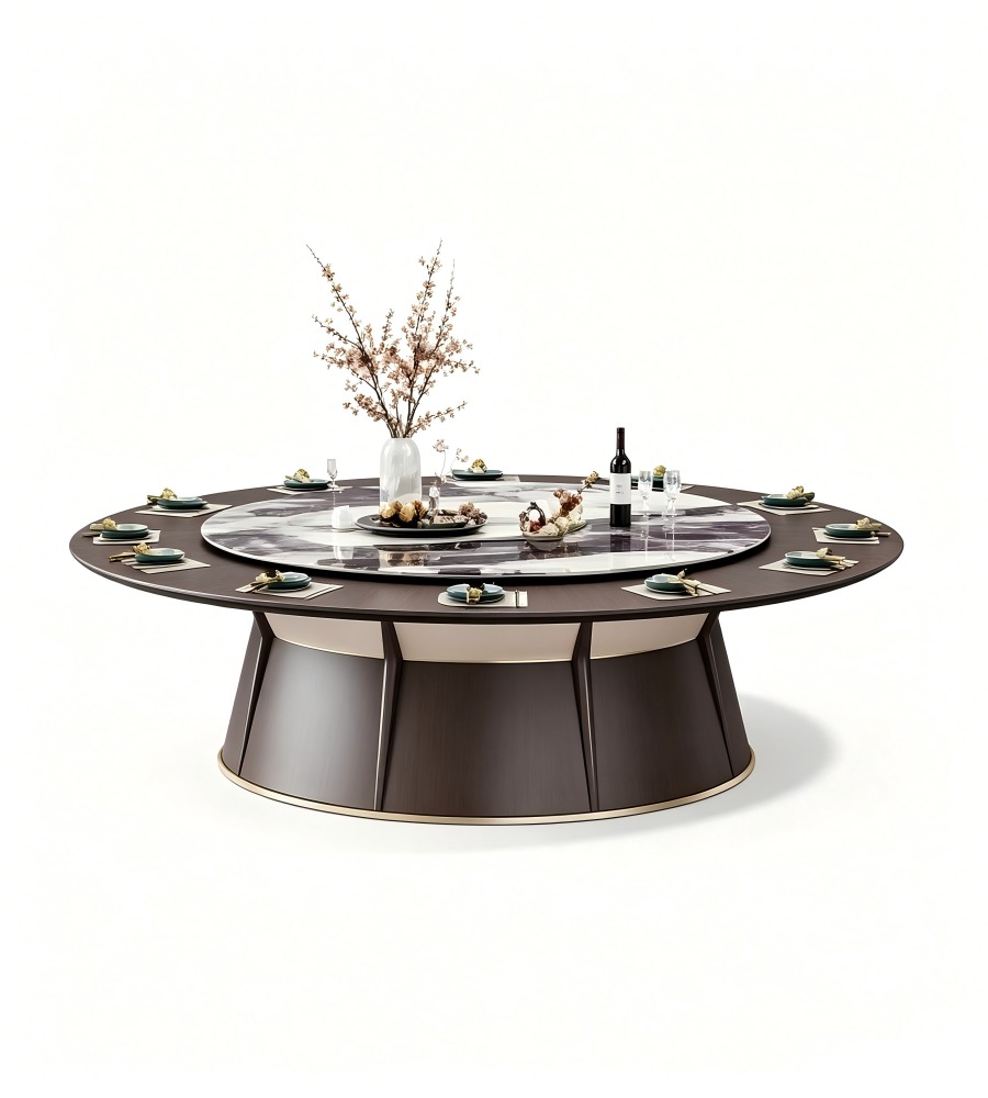 立體拼接底座電動大圓檯 Sculptural Segmented-Base Electric Banquet Table