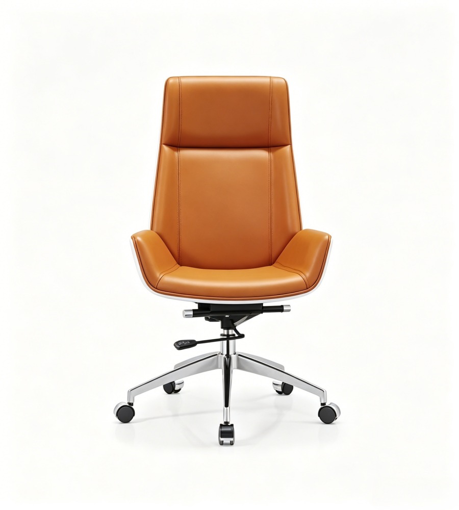 橘白雙色五星腳大班椅 Orange and White Two-Tone Five-Star Base Executive Chair