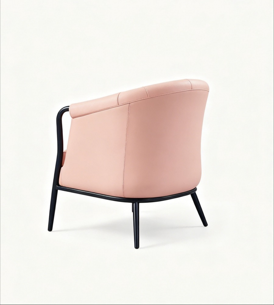 現代輕奢粉紅色西皮帶扶手單座位梳化 Modern Light Luxury Pink Faux Leather Single Seater Sofa