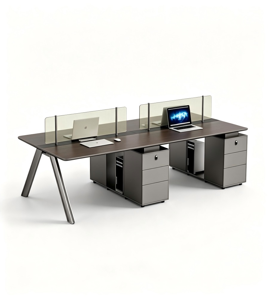 現代商務雙人屏風員工桌 Modern Business Double-Sided Screen Workstation