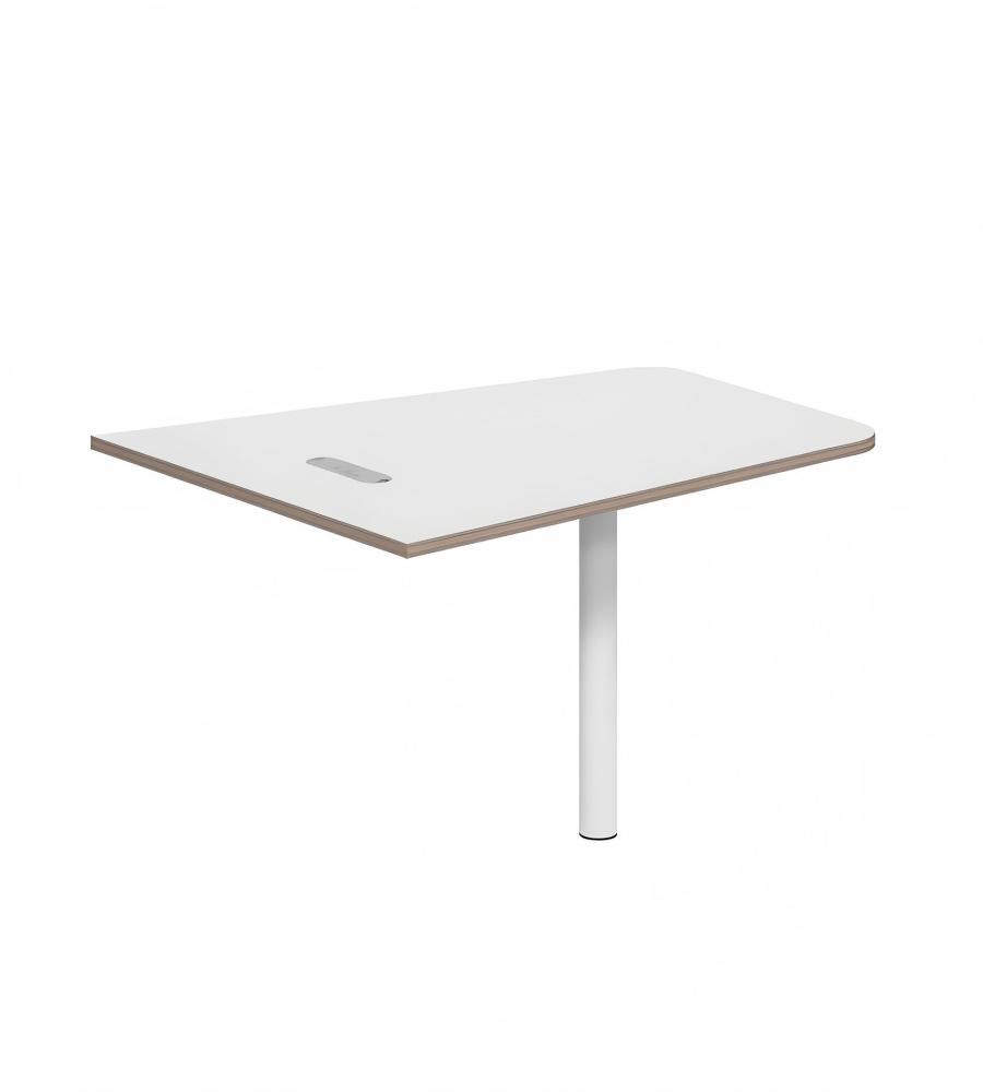 現代簡約白色帶線盒長方形洽談枱 Modern Minimalist White Rectangular Consultation Table