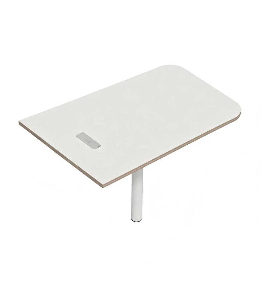 現代簡約白色帶線盒長方形洽談枱 Modern Minimalist White Rectangular Consultation Table