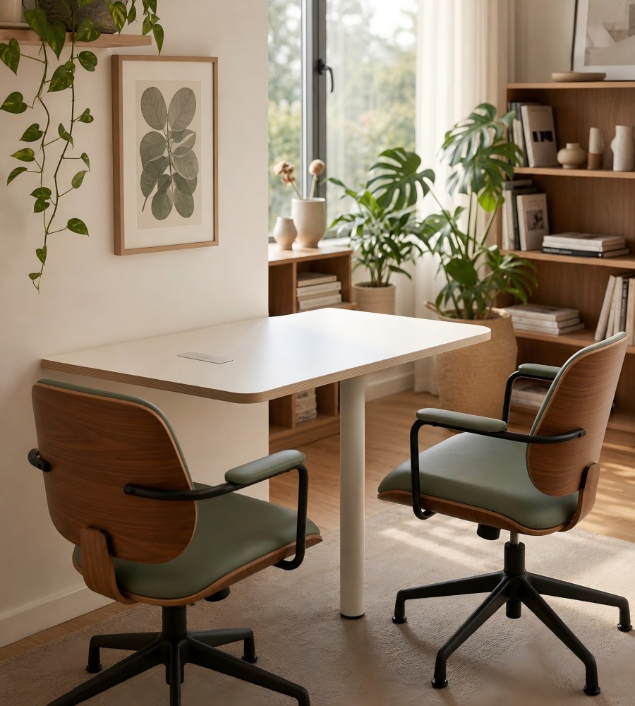 現代簡約白色帶線盒長方形洽談枱 Modern Minimalist White Rectangular Consultation Table