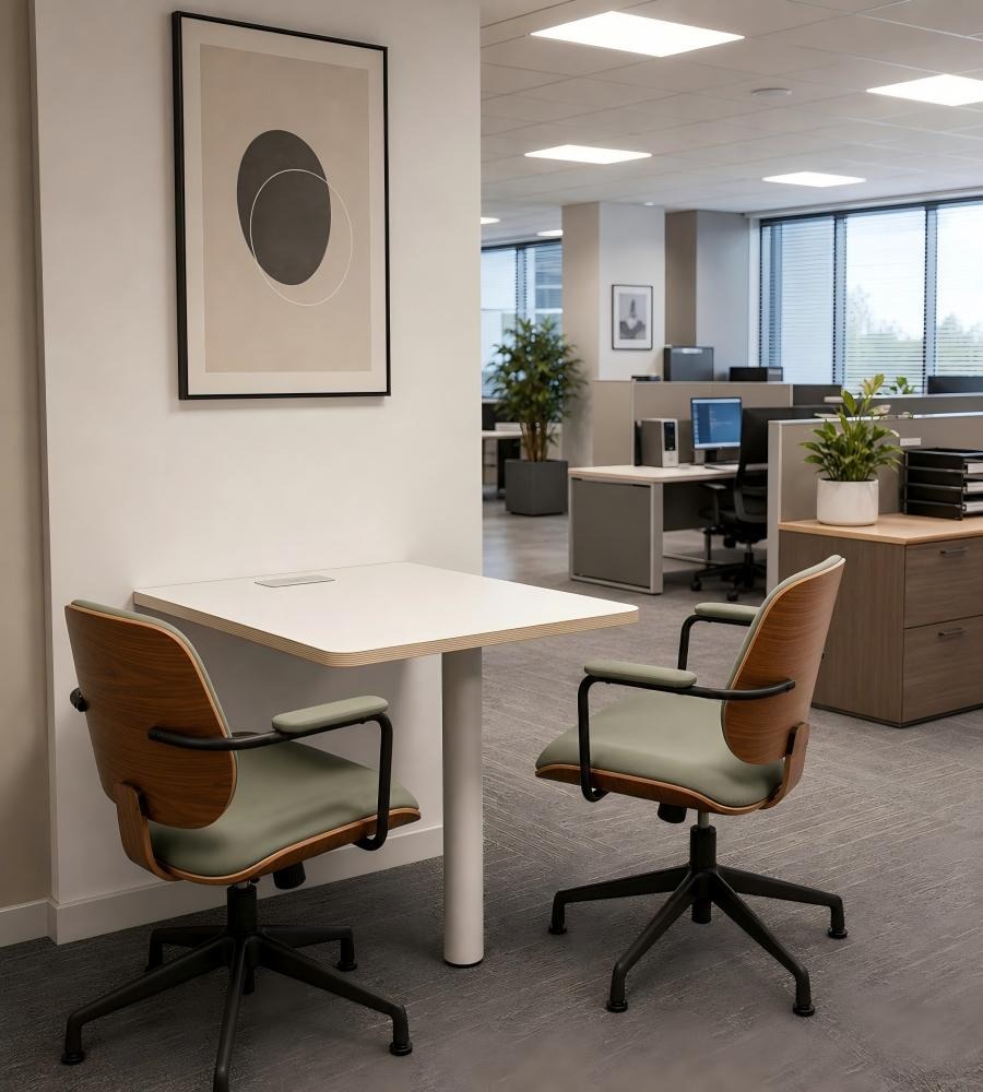 現代簡約白色帶線盒長方形洽談枱 Modern Minimalist White Rectangular Consultation Table