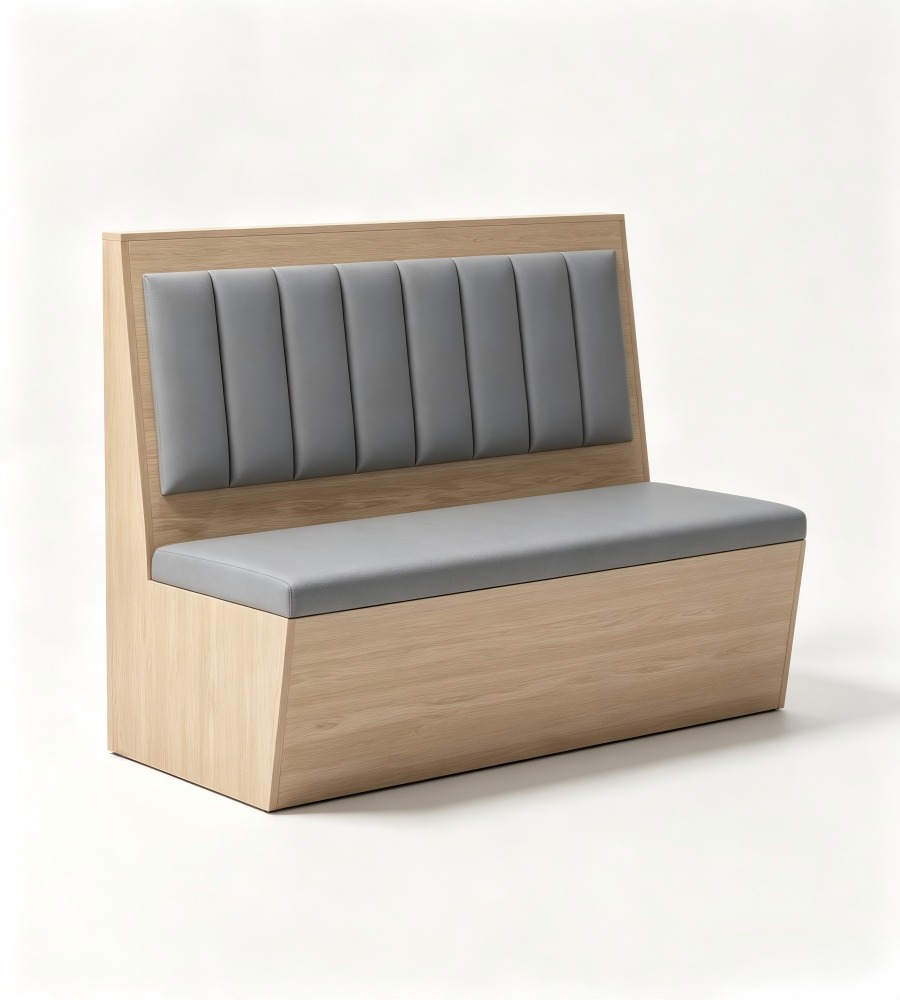 木製直紋軟包卡座 Wooden Vertical-Stitched Booth Seating