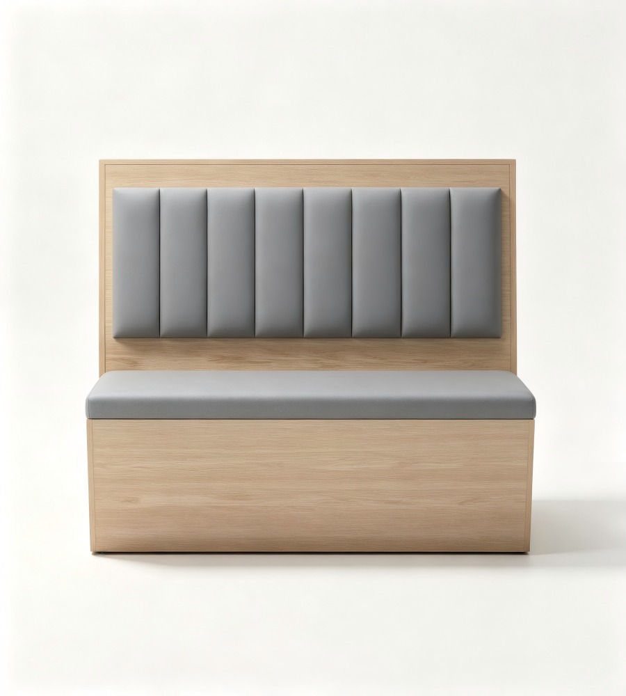 木製直紋軟包卡座 Wooden Vertical-Stitched Booth Seating