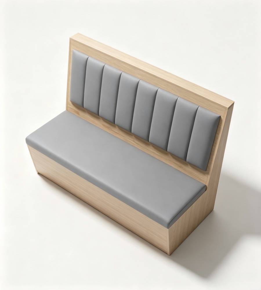 木製直紋軟包卡座 Wooden Vertical-Stitched Booth Seating
