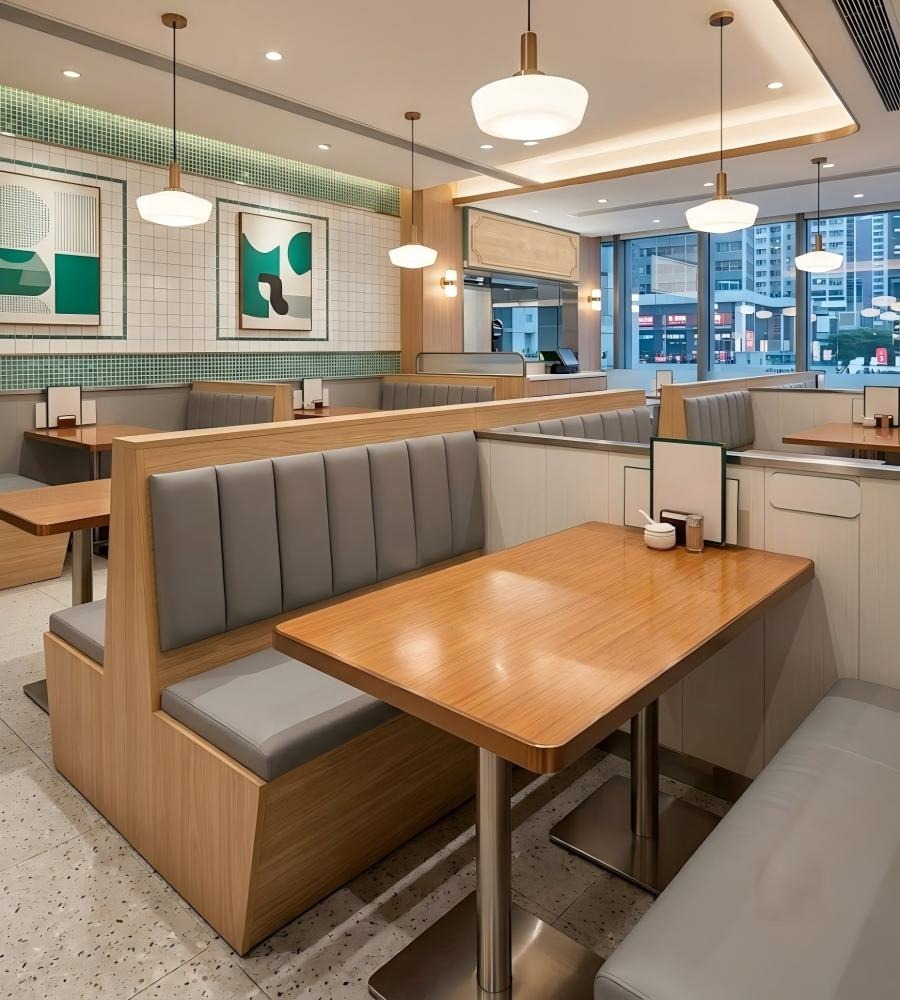 木製直紋軟包卡座 Wooden Vertical-Stitched Booth Seating