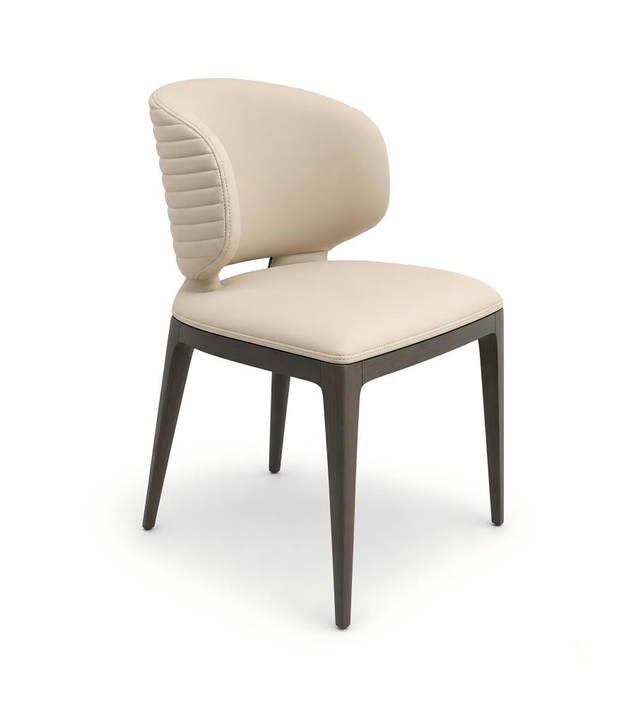 現代輕奢米色西皮灰鈦腳餐椅 Modern Luxury Beige PU Leather Titanium Grey Leg Dining Chair
