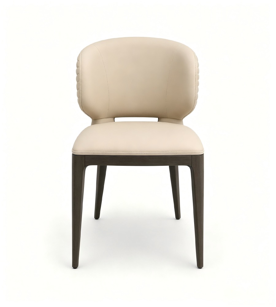 現代輕奢米色西皮灰鈦腳餐椅 Modern Luxury Beige PU Leather Titanium Grey Leg Dining Chair
