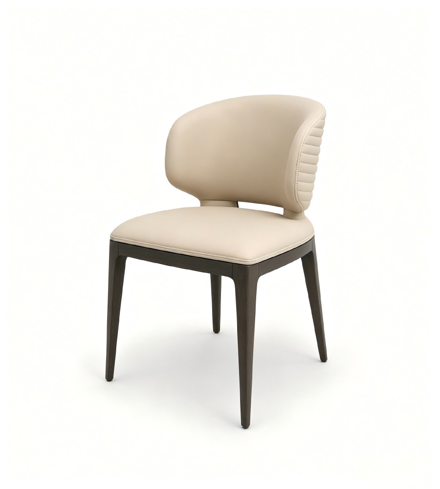 現代輕奢米色西皮灰鈦腳餐椅 Modern Luxury Beige PU Leather Titanium Grey Leg Dining Chair