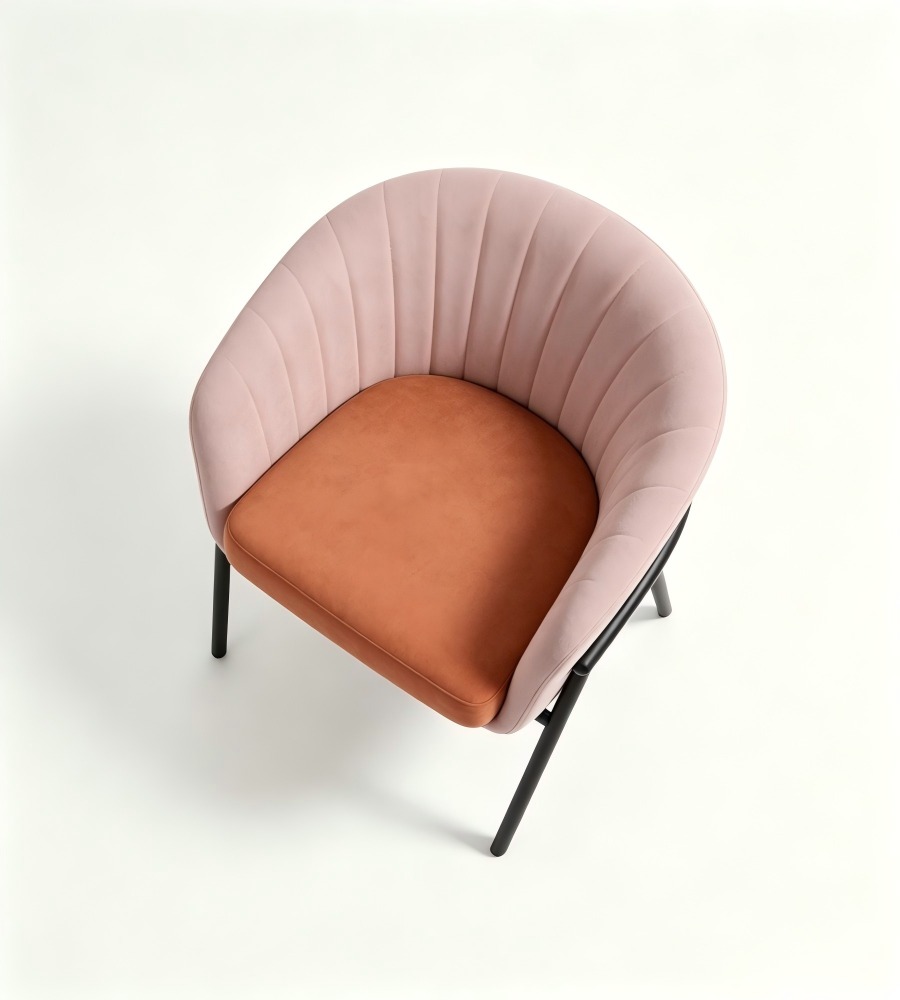 現代粉橙雙拼布藝梳化 Modern Two-Tone Pink and Orange  Lounge Chair