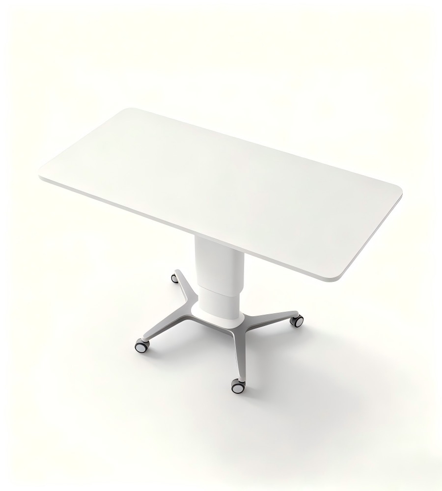 簡約白色可升降帶轆辦公枱 Minimalist White Height Adjustable Office Desk with Wheels