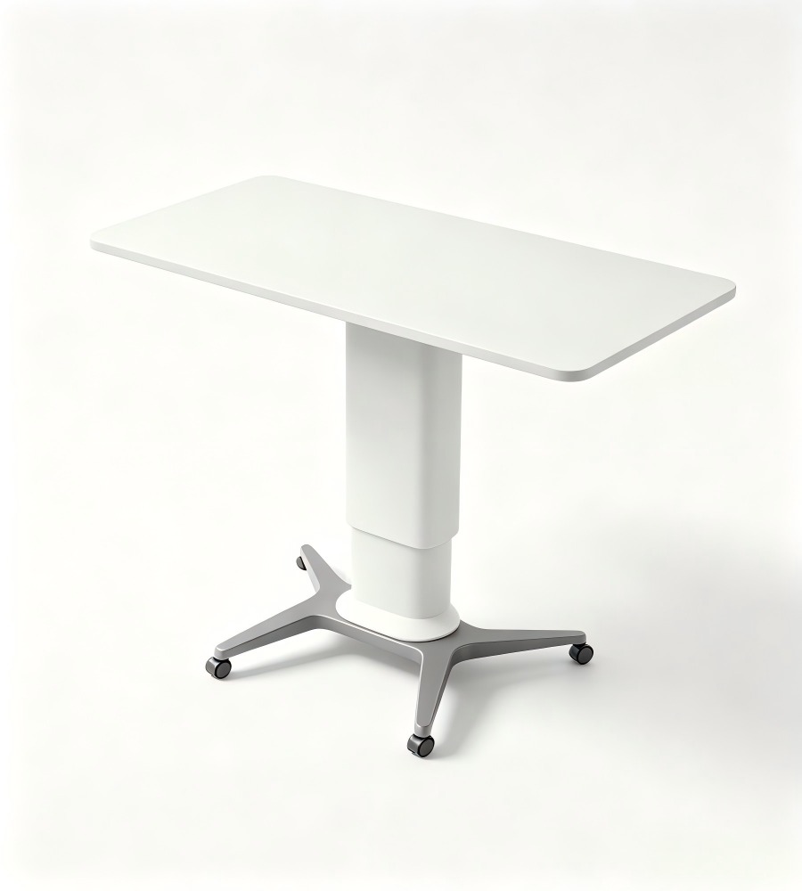 簡約白色可升降帶轆辦公枱 Minimalist White Height Adjustable Office Desk with Wheels