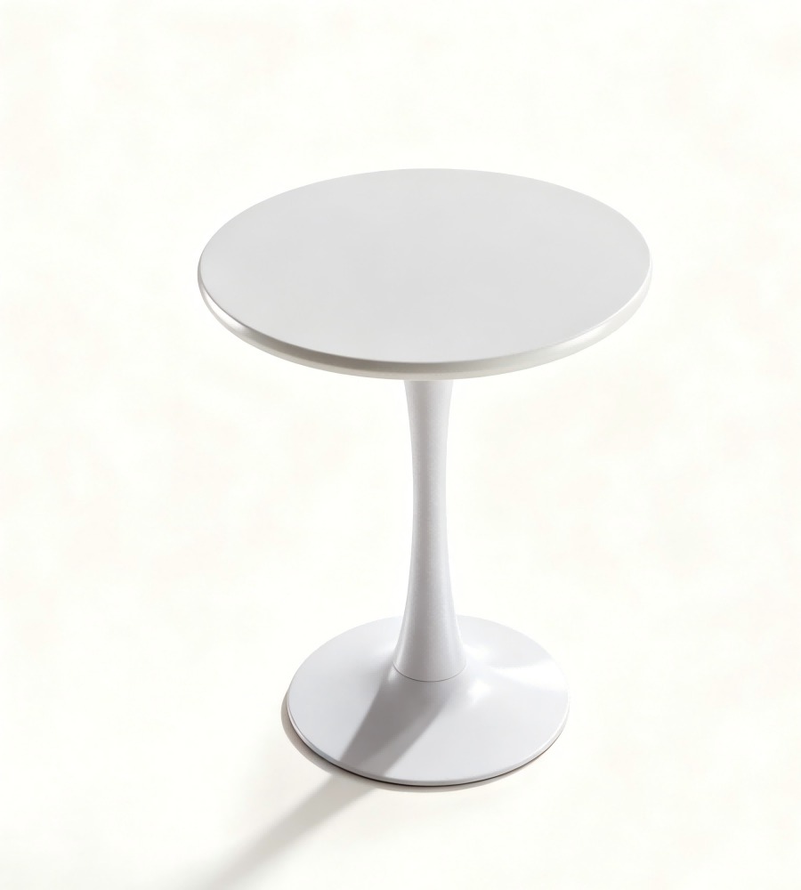 簡約白色金屬腳圓形餐枱茶几 Minimalist White Metal Leg Round Dining Table