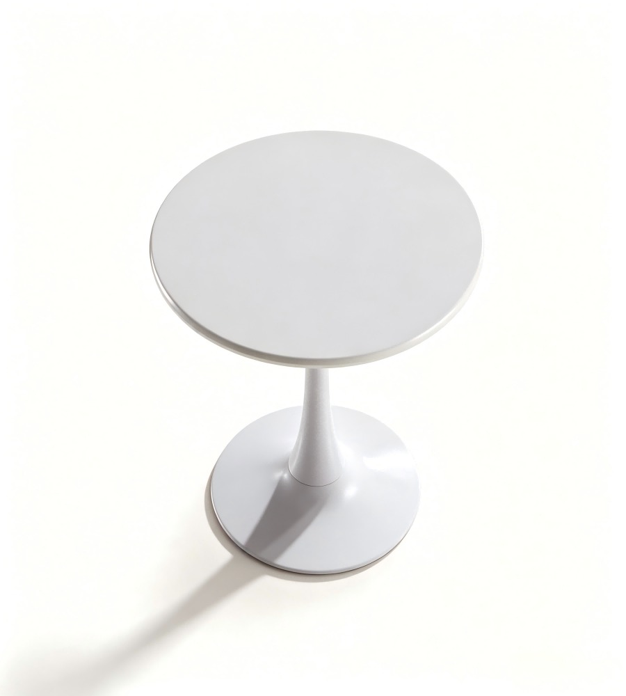 簡約白色金屬腳圓形餐枱茶几 Minimalist White Metal Leg Round Dining Table