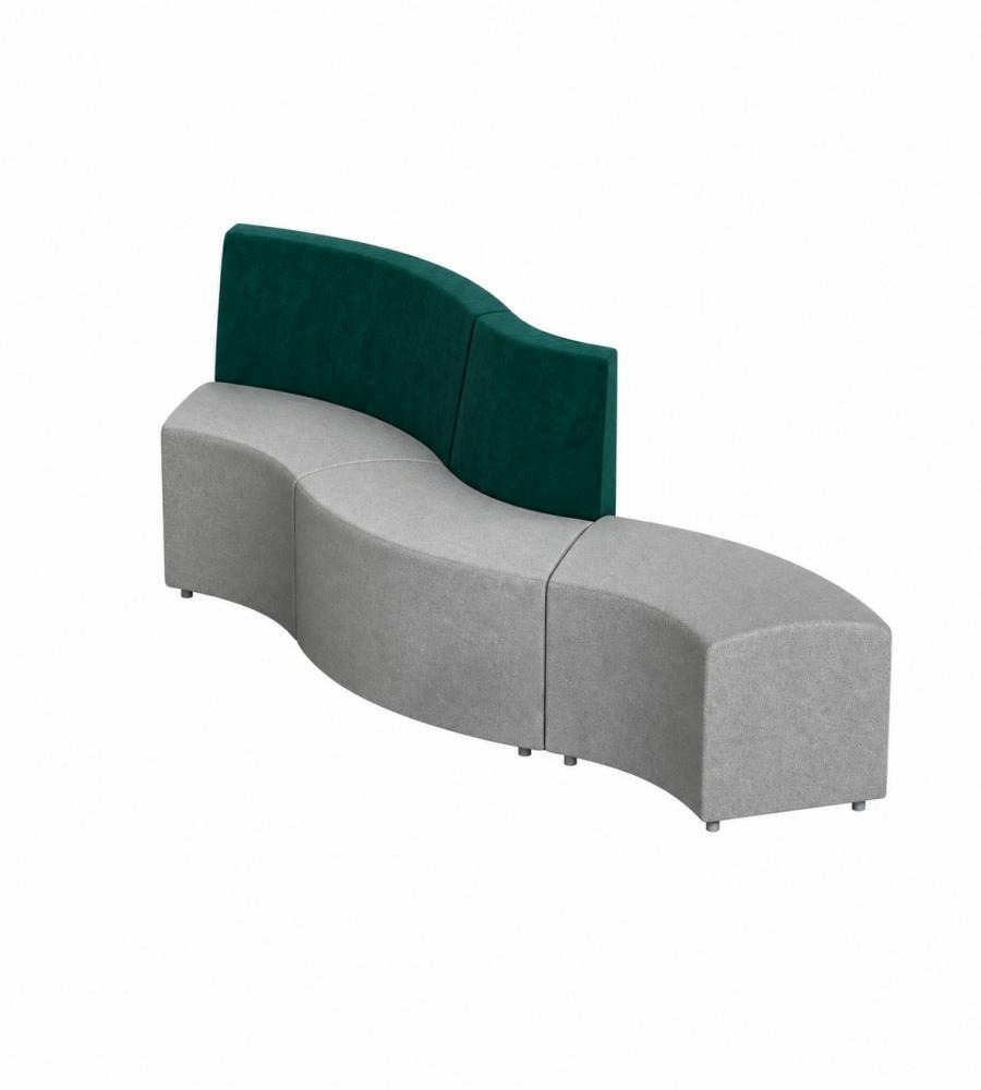 現代灰色及深綠色布藝弧形組合梳化 Modern Grey and Dark Green Fabric Curved Modular Sofa
