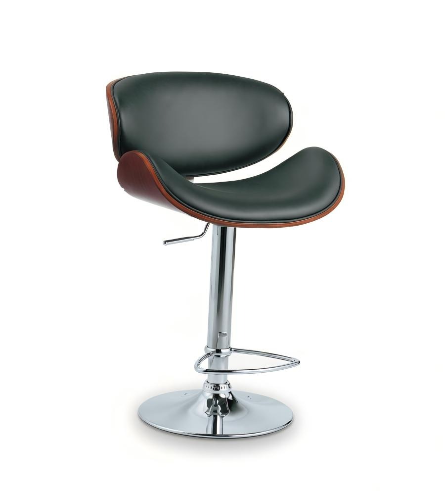 現代黑色PU皮實木可旋轉升降吧椅 Modern Black PU Leather Adjustable Bar Stool