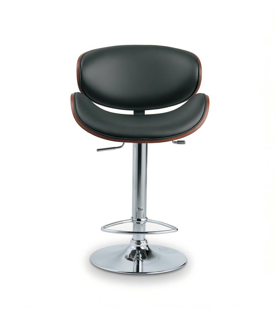 現代黑色PU皮實木可旋轉升降吧椅 Modern Black PU Leather Adjustable Bar Stool