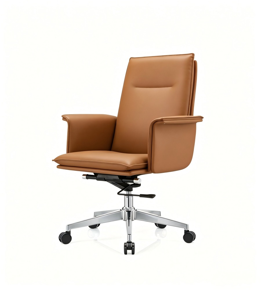 商務啡色西皮可升降帶轆會議椅 Modern Brown PU Leather Adjustable Conference Chair