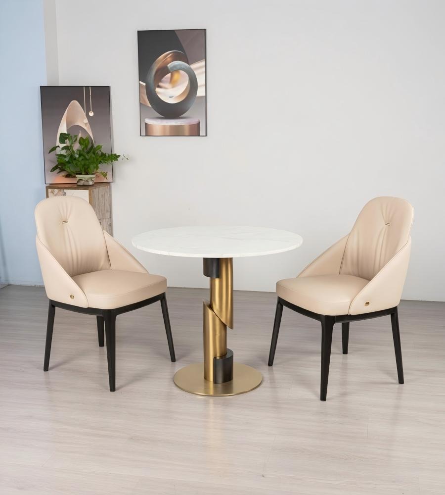 現代輕奢雙色不銹鋼大理石圓形洽談枱 Modern Luxury Marble Round Table